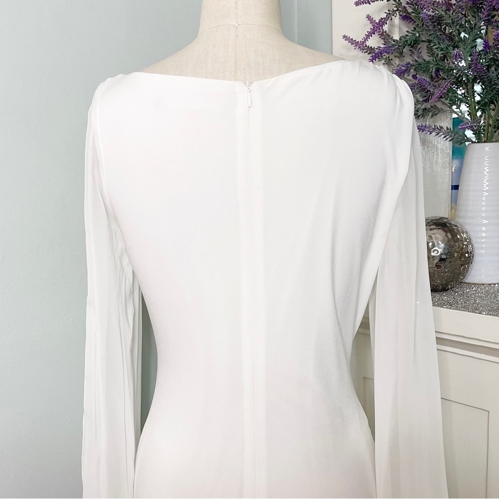 Ivanka Trump White Sheath Dress with Sheer Long Sleeves 4 Small - Picture 7 of 12